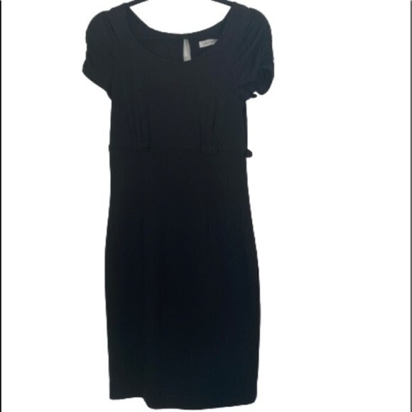Calvin Klein Black Knee length high waist Sheath dress retro formal cocktail M - Picture 3 of 11